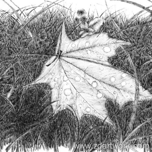 Pen drawing the ode of autumn